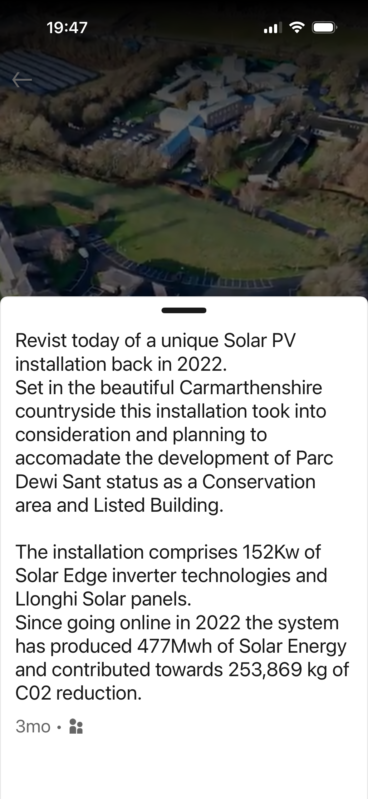 Parc Dewi Sant case study overview — 152 kW NHS solar, Carmarthen